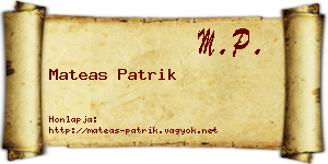 Mateas Patrik névjegykártya